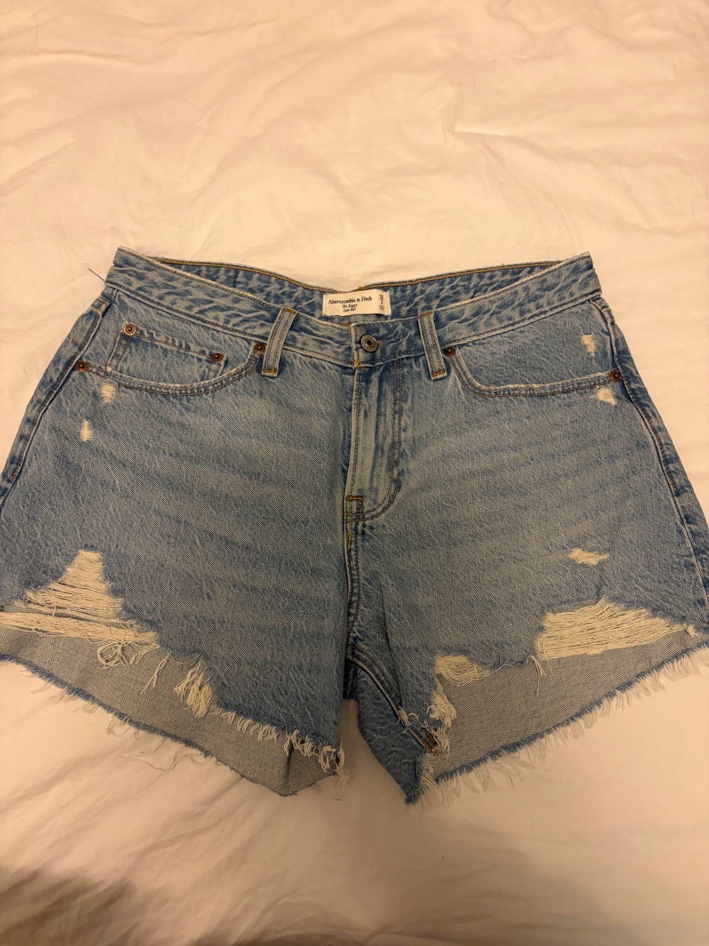 Abercrombie & Fitch Light Wash Baggy Low Rise Curve Love Shorts